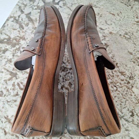 TOD\'s Men Brown CrissCross Band Leather w Side‎ Bars ClassIc Penny Loafer Sz 9 main image 7